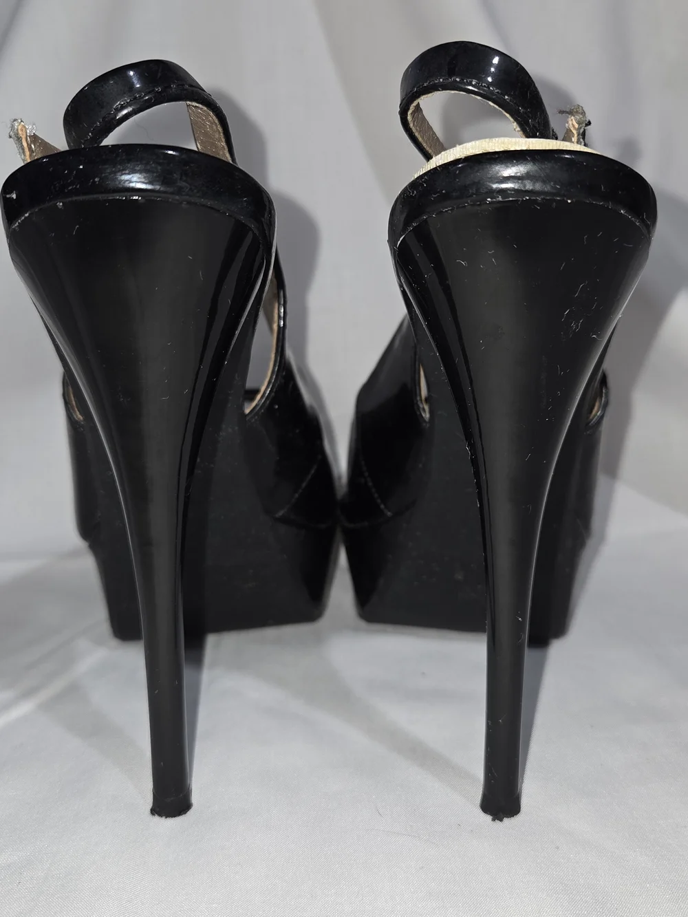 Charlotte Russe Black Patent Platform Slingback Heels - Picture 2 of 4